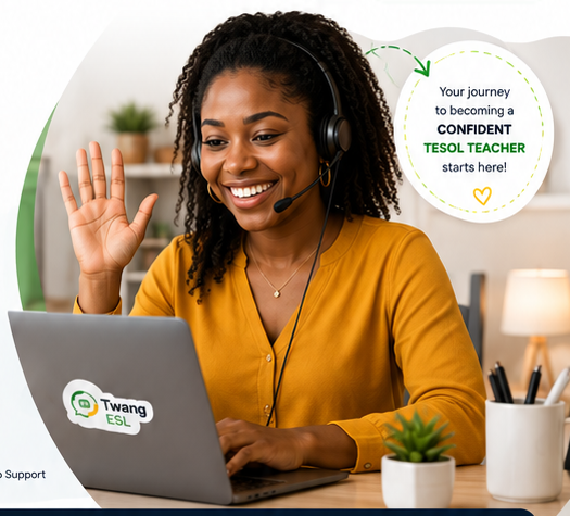 Black female online English teacher teaching English online